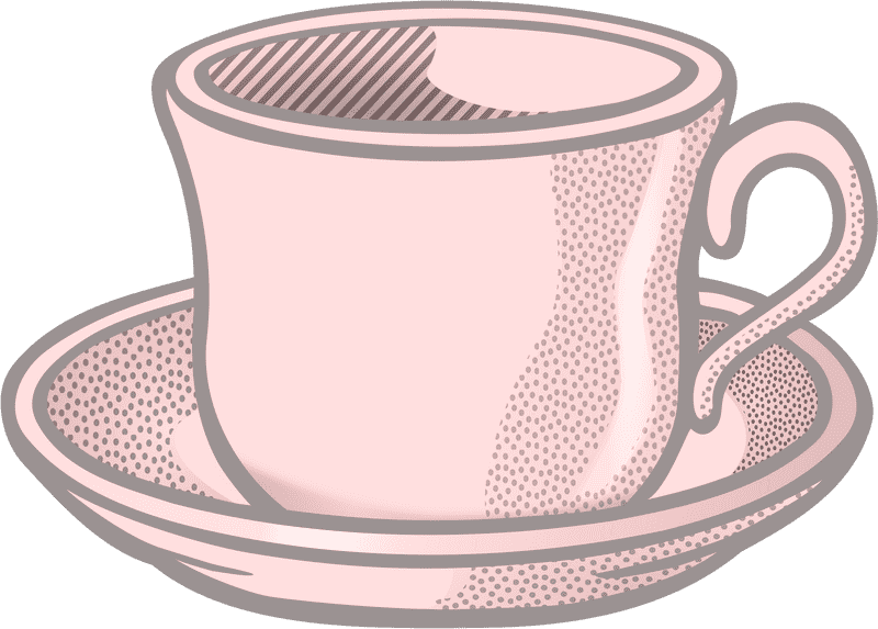 Delicate Pink Coffee Cup on Saucer PNG
