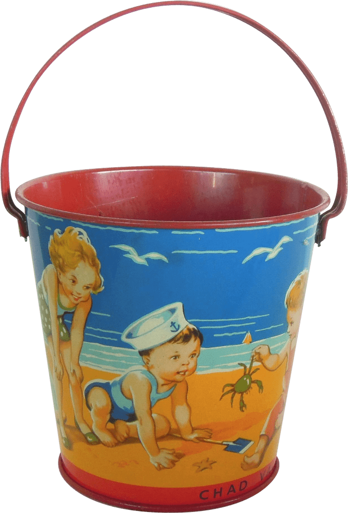 Beach Fun Vintage Bucket Playtime for Kids PNG