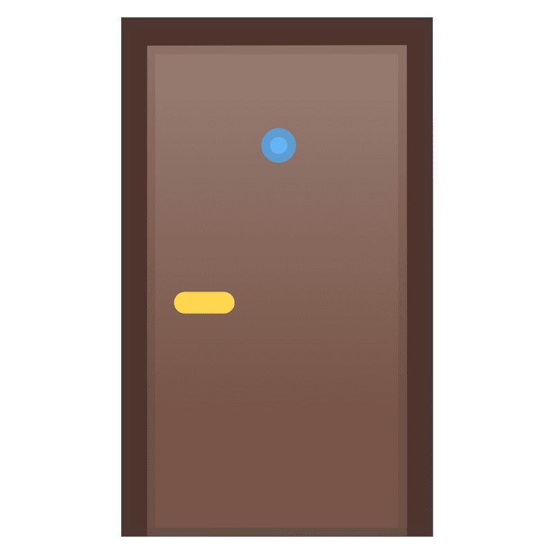 Wooden Door with Round Blue Handle PNG