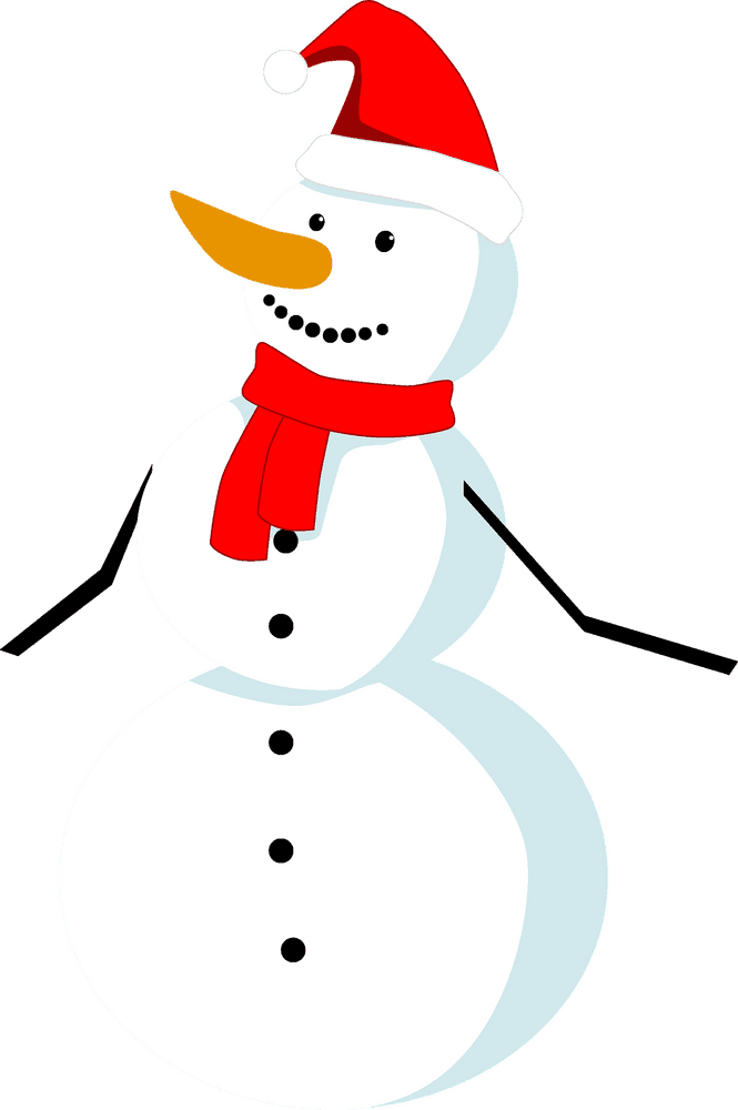 Festive Snowman with a Red Scarf and Hat PNG