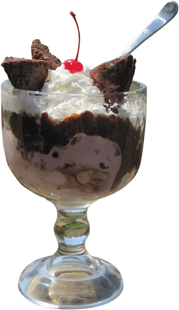 Delightful Ice Cream Sundae with Chocolate Treats PNG