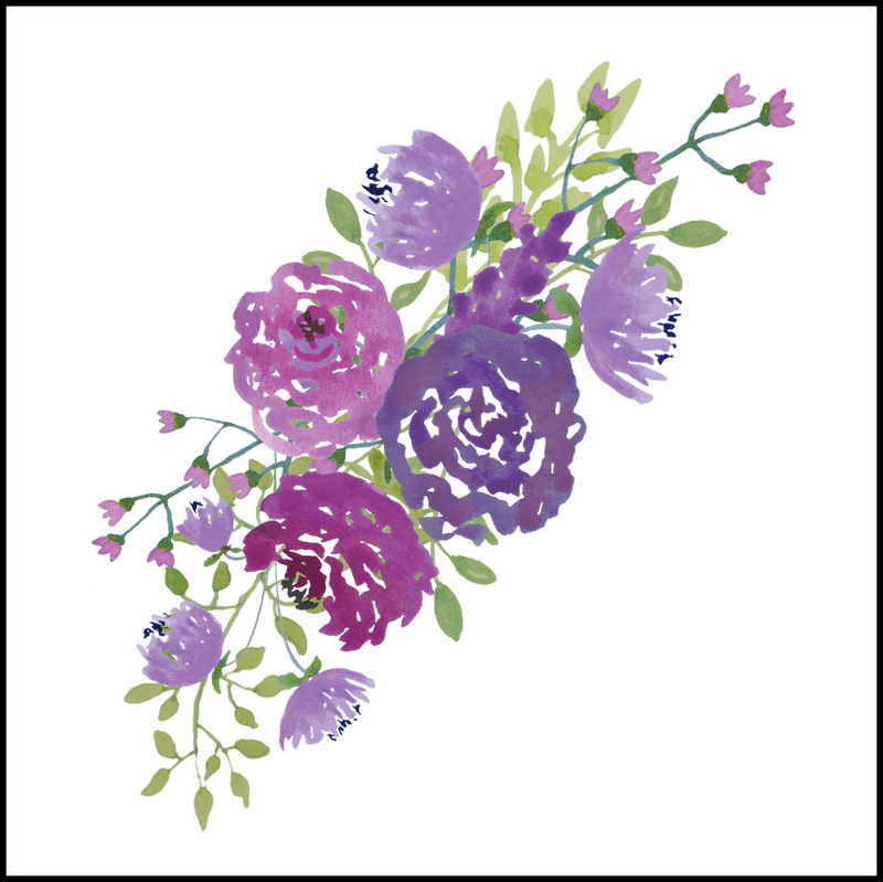 Charming Bouquet of Purple Grapes and Blossoms PNG