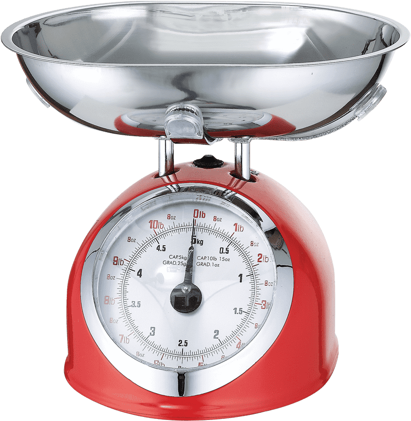 Vintage Red Kitchen Scale for Accurate Weighing PNG