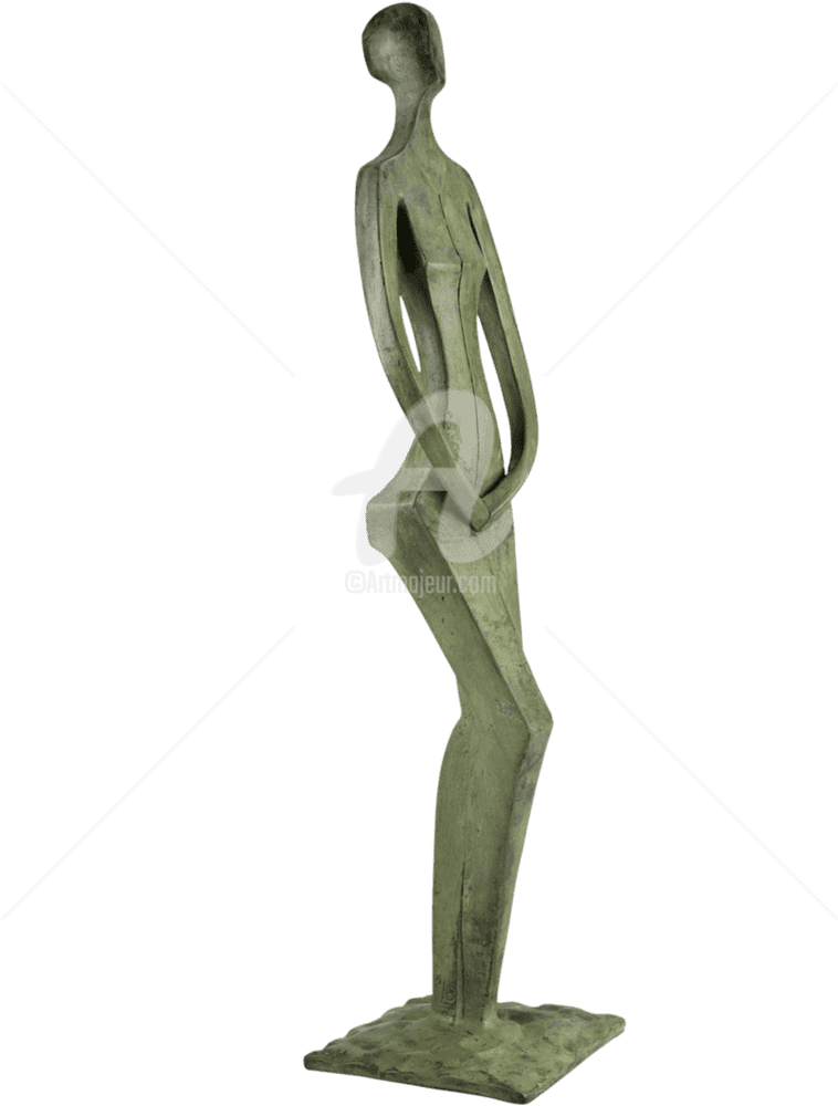 Elegant Pose A Contemporary Bronze Sculpture PNG