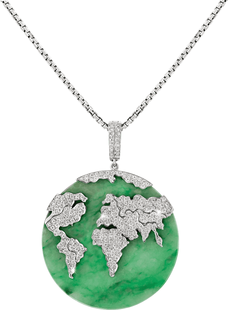 Elegant World Map Necklace Pendant PNG