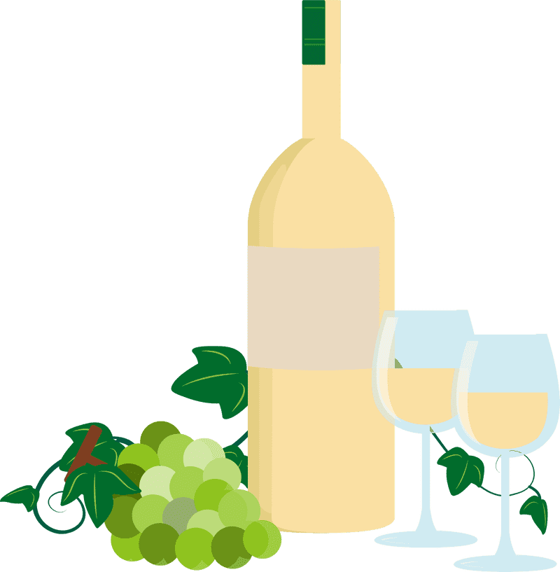 Elegant White Wine Bottle with Glasses and Grapes PNG