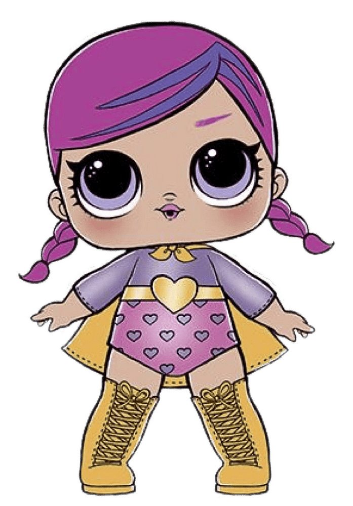 LOL Surprise Superhero with Purple Pigtails PNG