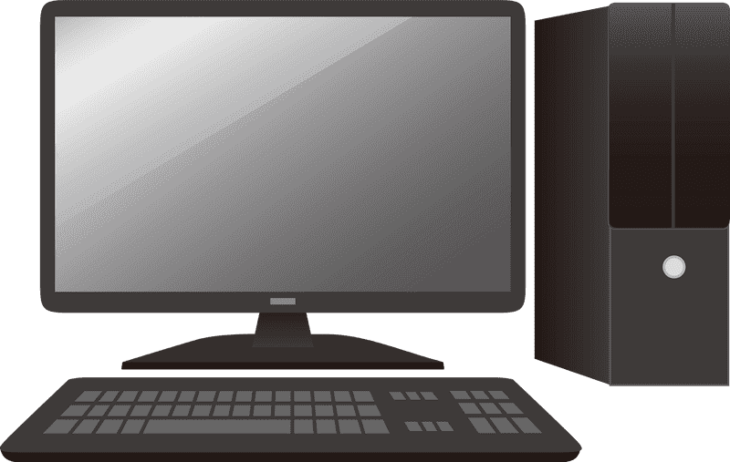 Sleek Desktop Computer Setup with Keyboard and Tower PNG