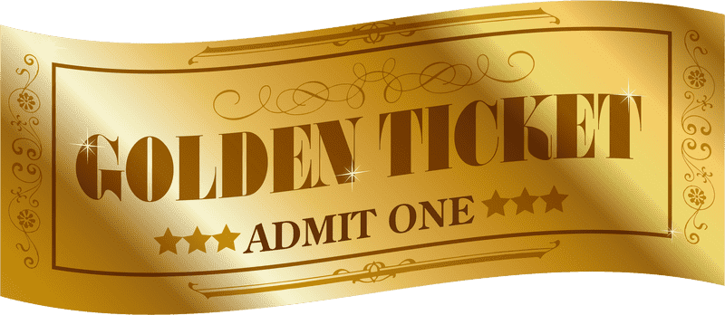 Golden Cinema Ticket Exclusive One-Time Admission PNG