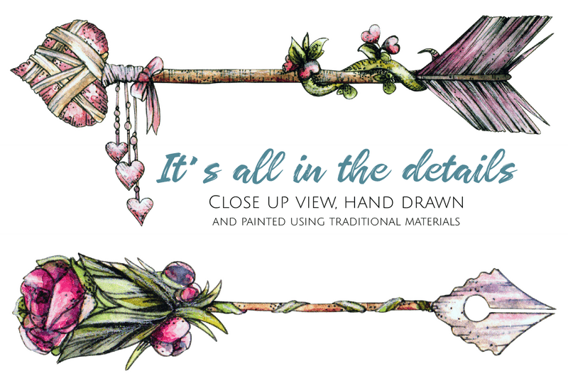 Whimsical Floral Arrow Designs Artful Details PNG