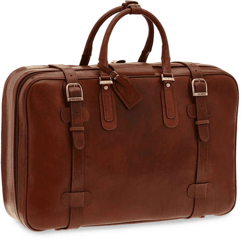 Elegant Leather Luggage Suitcase for Travel PNG