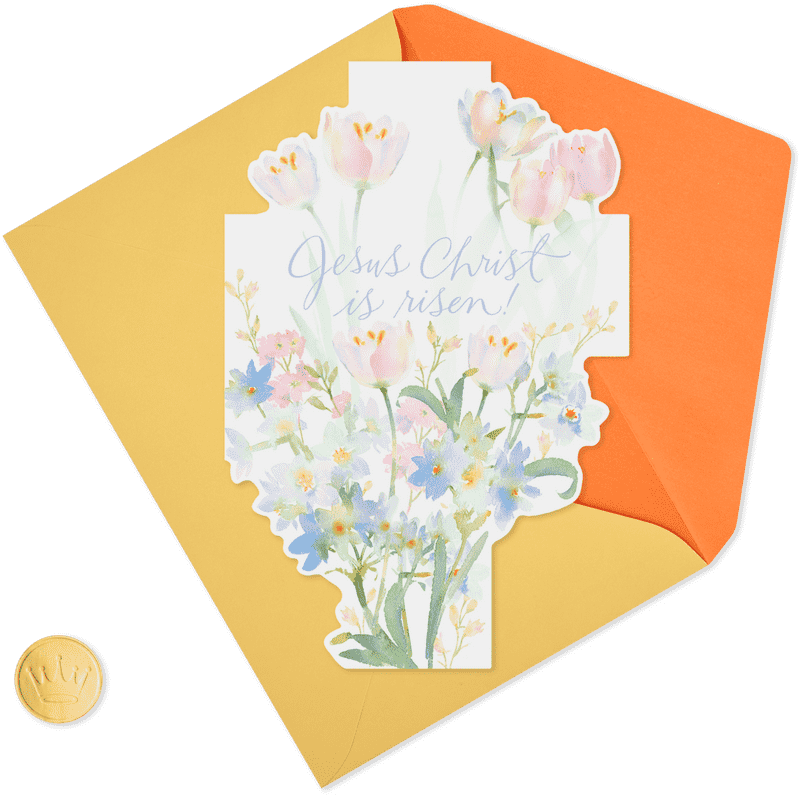 Elegant Floral Greeting Card for Easter Celebrations PNG