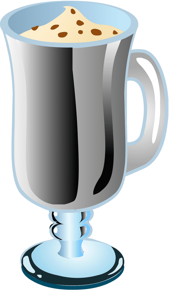 Delicate Latte Art in a Stylish Glass PNG