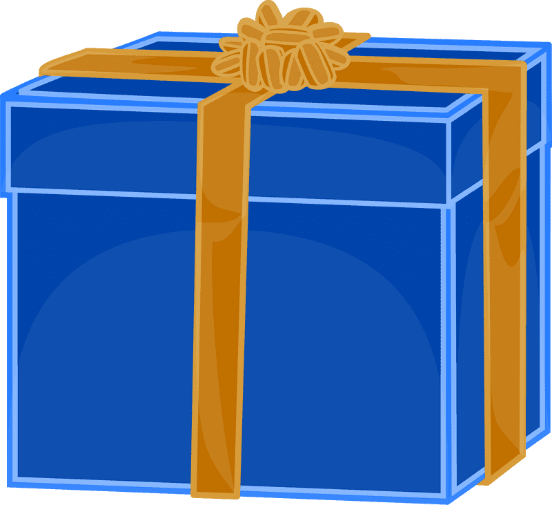 Elegant Blue Gift Box with Golden Ribbon PNG