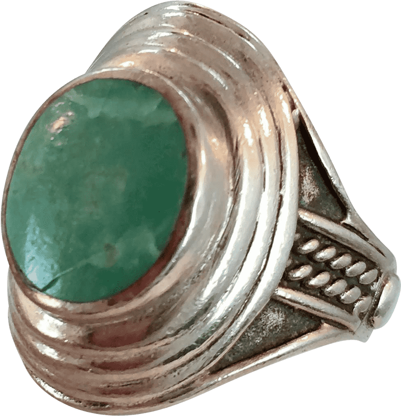 Elegant Jade Stone Silver Ring Design PNG