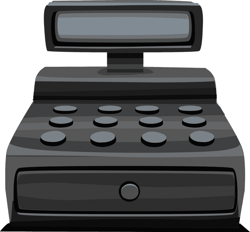 Stylish Black Cash Register with Modern Features PNG