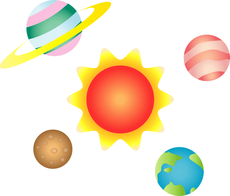 Colorful Planetary System Display PNG