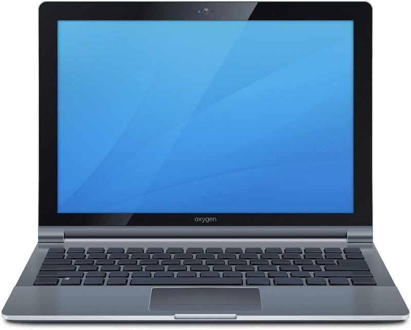 Sleek Laptop with Vibrant Blue Display PNG