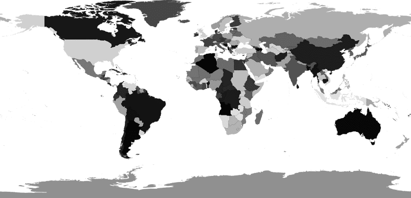Stylized World Map with Contrasting Shades PNG