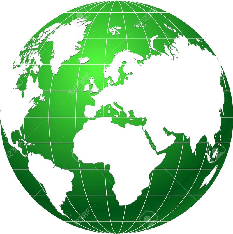 Emerald Globe of Earth's Continents PNG