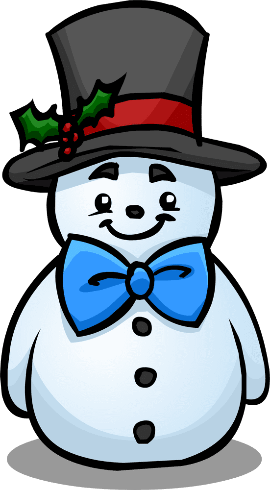 Cheerful Snowman with a Top Hat and Bowtie PNG