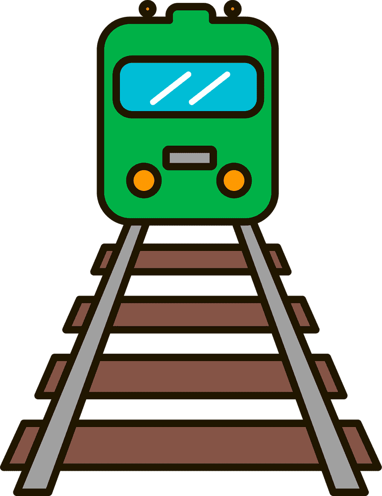Green Train on the Tracks PNG