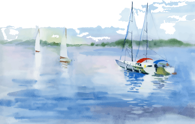 Serenity of the Sailing Boat on Calm Waters PNG