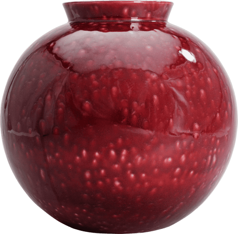 Glossy Red Orbular Vase PNG