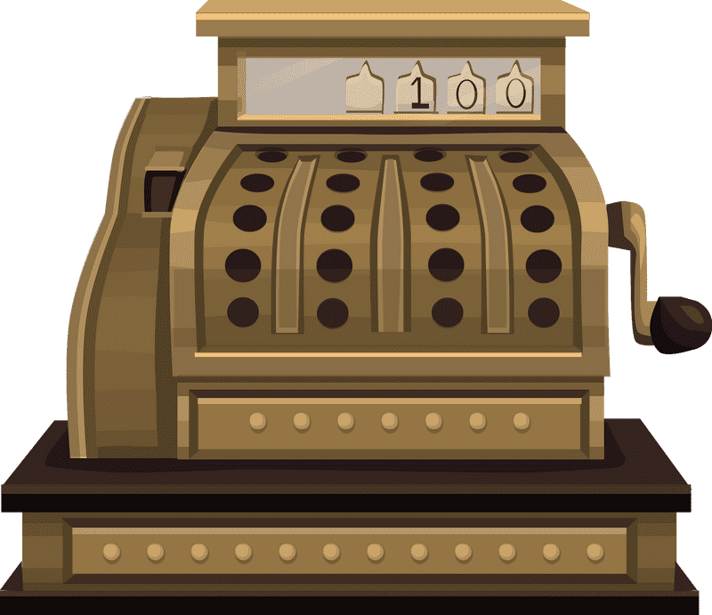 Vintage Cash Register Design for Classic Stores PNG