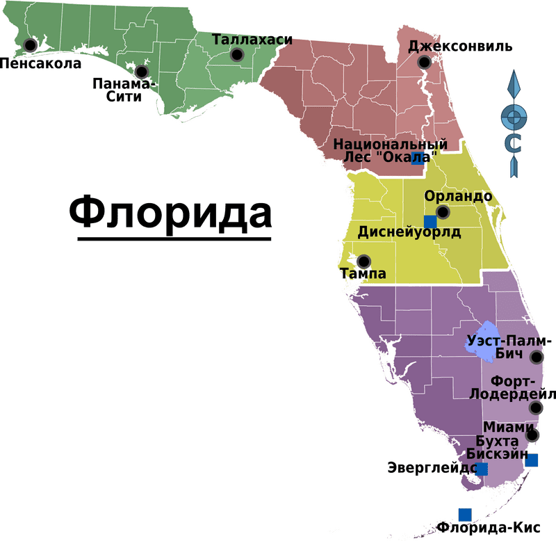 Antique Map of Florida's Historic Regions PNG