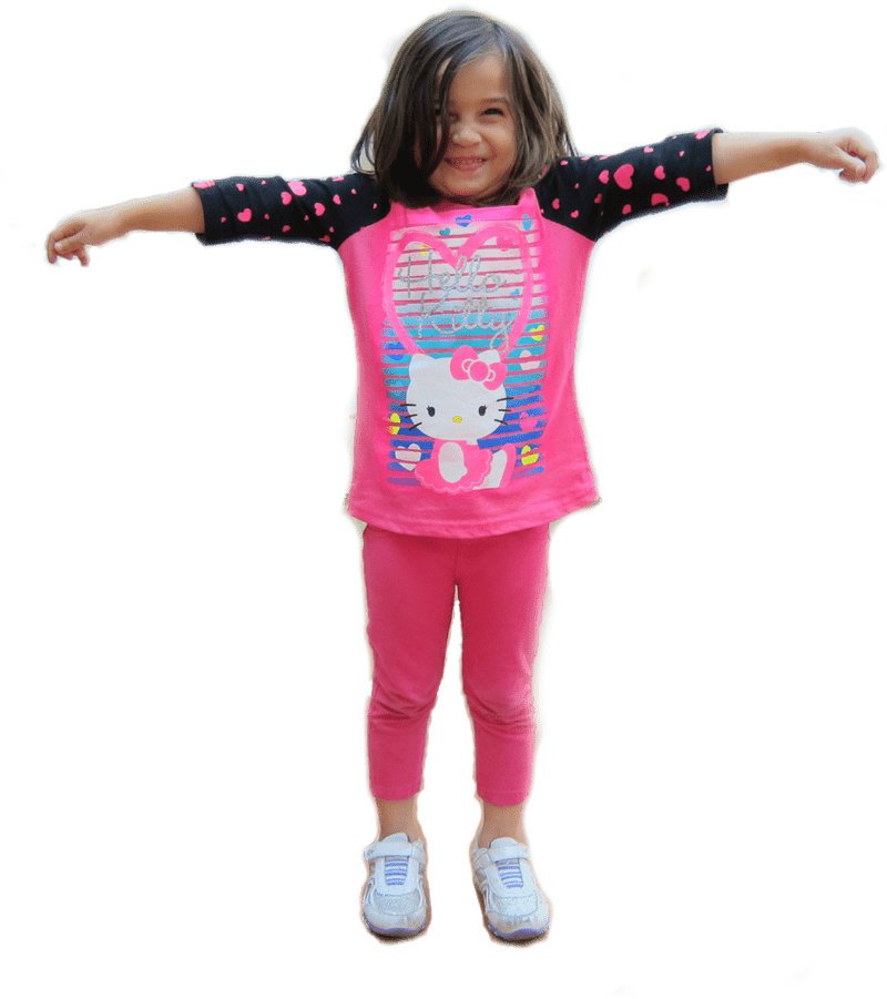 Happy Child Spreading Joy with Hello Kitty PNG