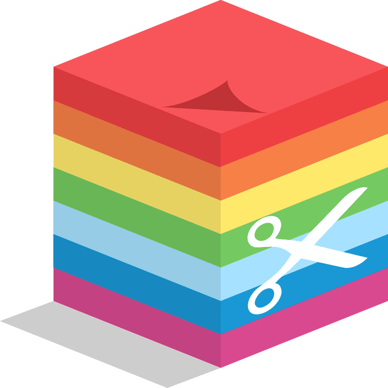 Colorful Sticky Note Stack with Scissors PNG