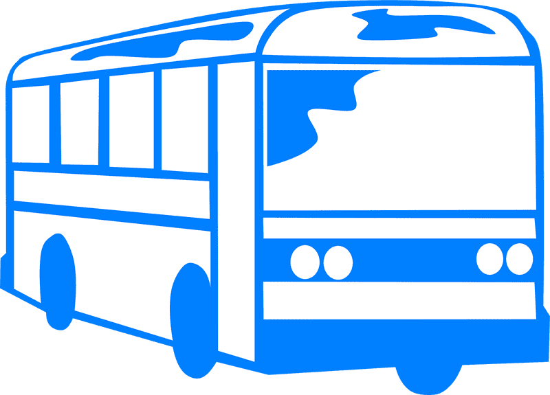 Blue and White School Bus Illustration PNG
