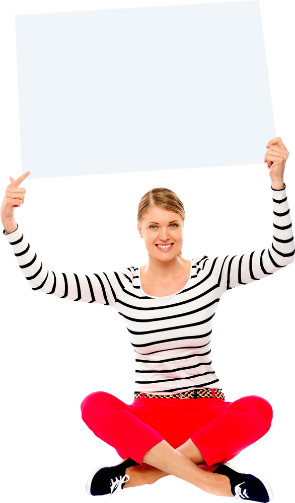 Cheerful Banner Holder Ready to Showcase Ideas PNG