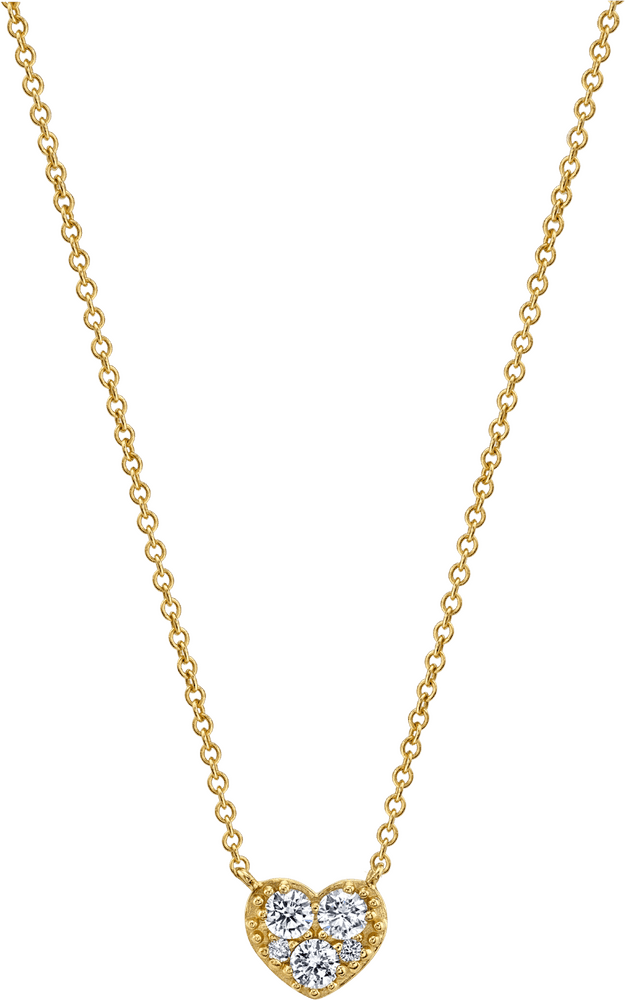 Heart-Shaped Diamond Necklace Pendant PNG