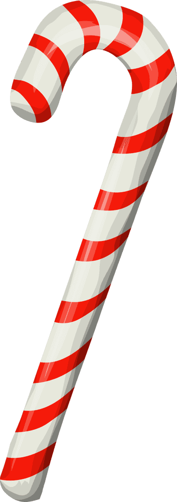 Festive Walking Cane with Striped Design PNG