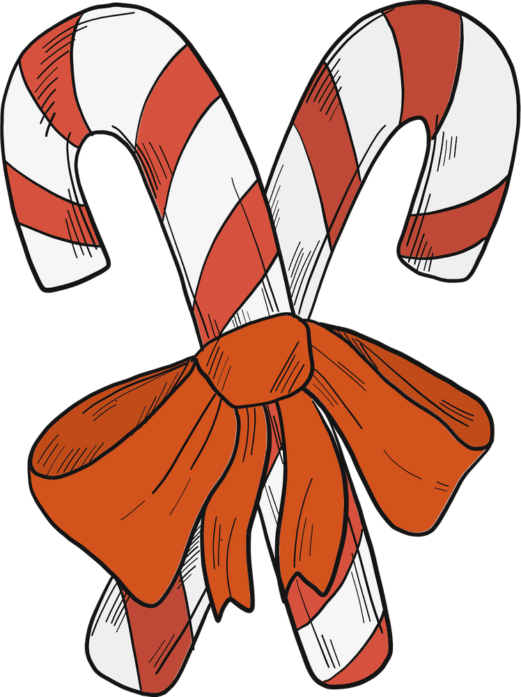 Candy Cane Walking Cane Design PNG