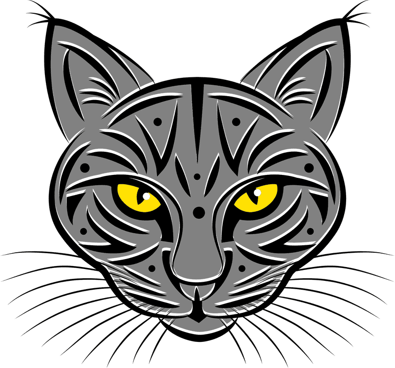 Mystical Cat with Striking Yellow Eyes PNG