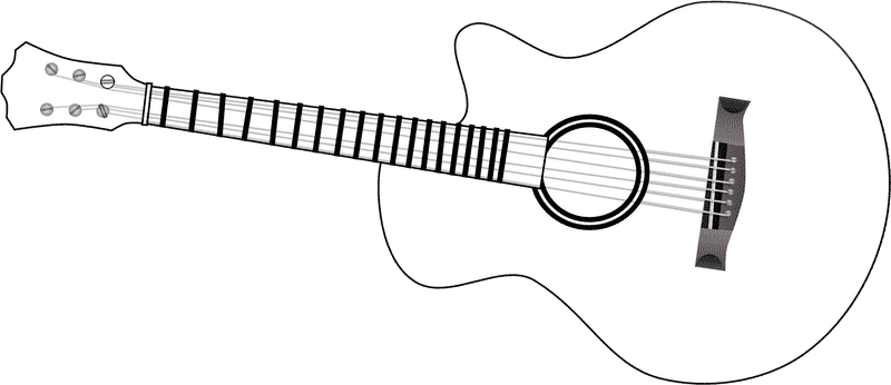 Elegant White Acoustic Guitar Illustration PNG