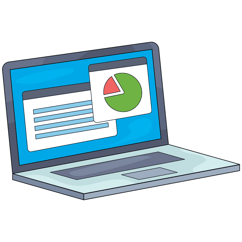 Dynamic Laptop for Presentation and Data Analysis PNG