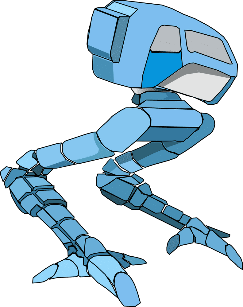 Blue Dynamic Robot with Futuristic Design PNG