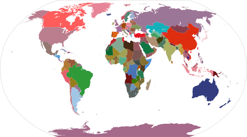 Colorful World Map of Political Divisions PNG