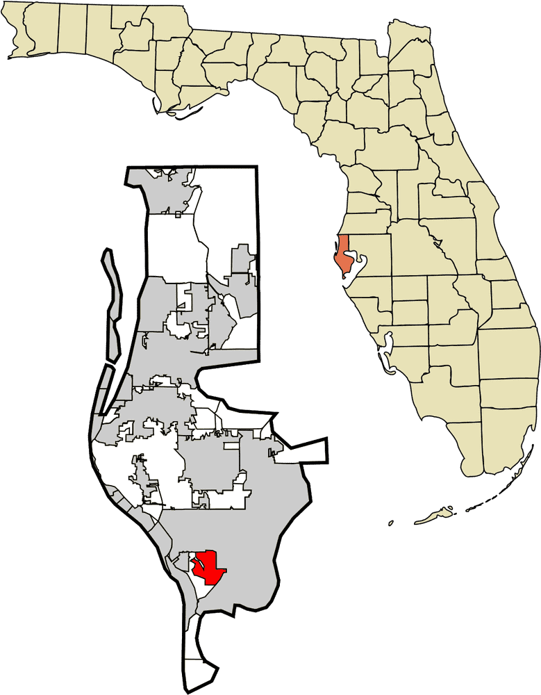 Detailed Island Map of Florida's Coastal Regions PNG