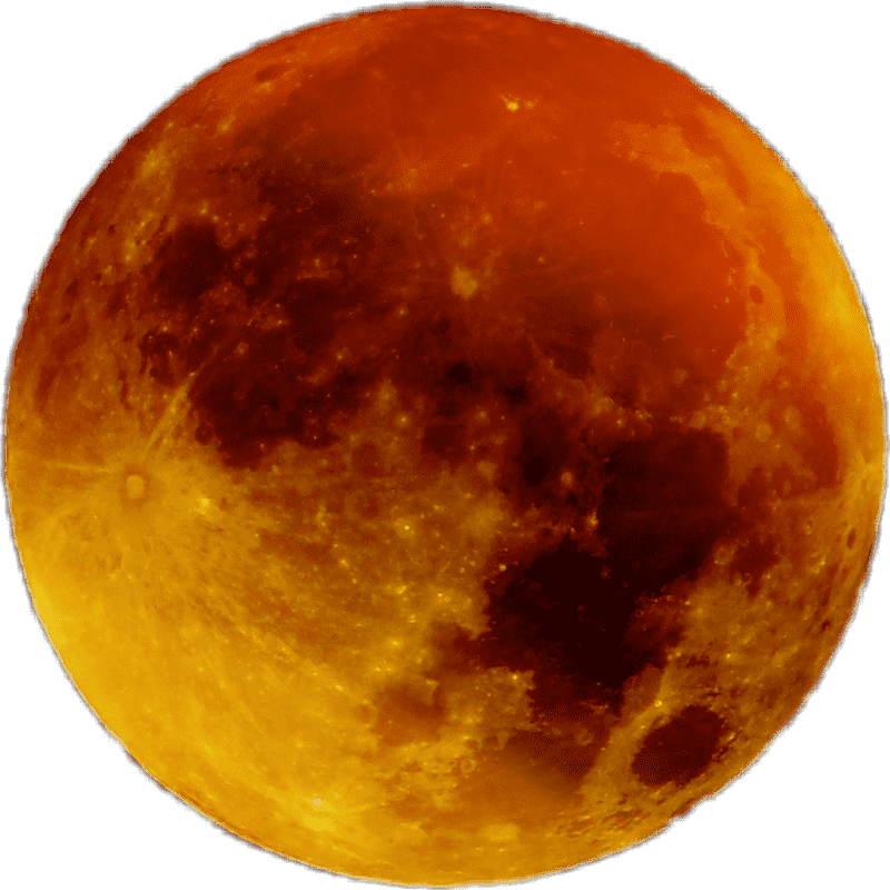 Fiery Orange Moon in Mysterious Night Sky PNG