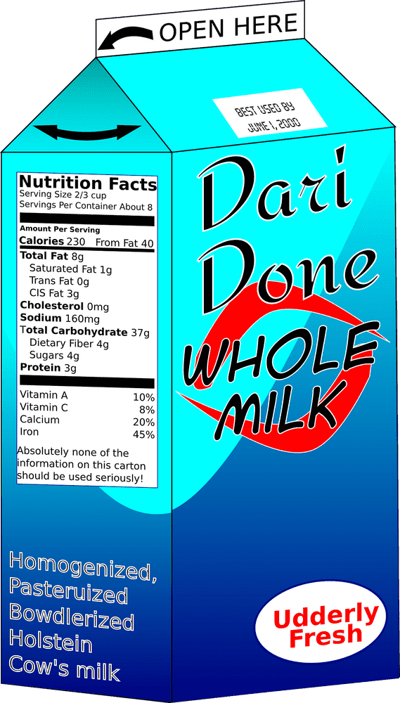 Utterly Fresh Milk Carton Design PNG