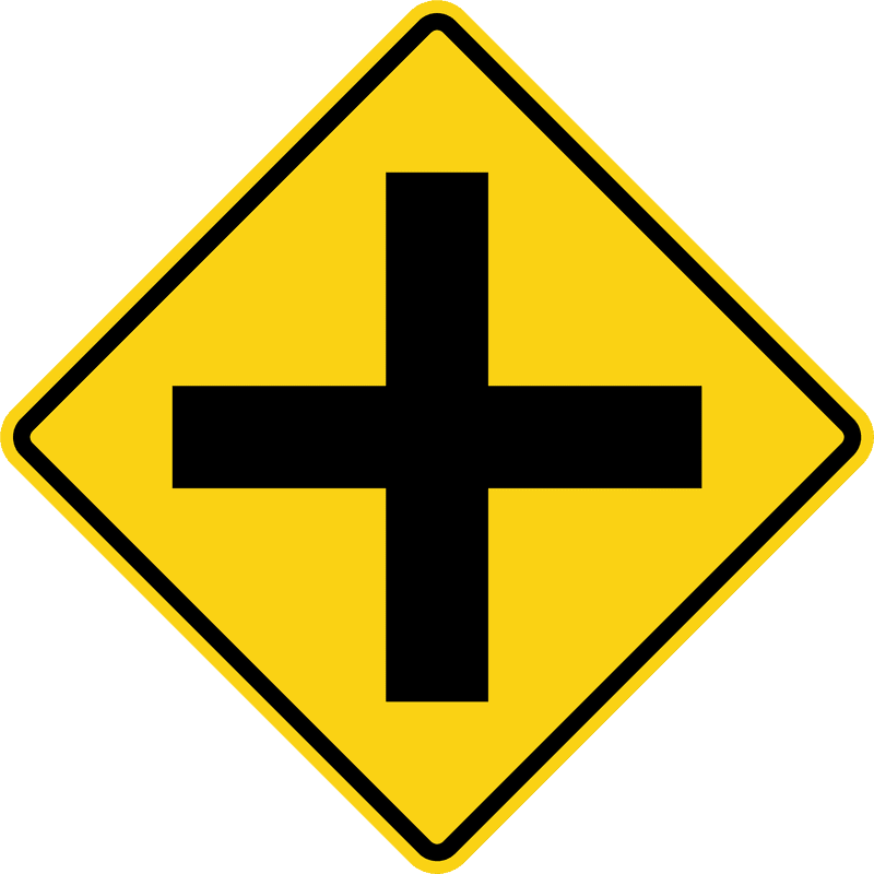 Yield Road Sign Ahead for Crossroad Caution PNG