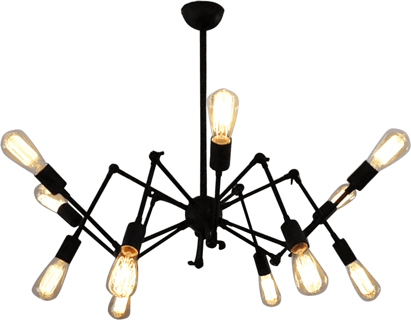 Stylish Modern Chandelier with Light Bulbs PNG