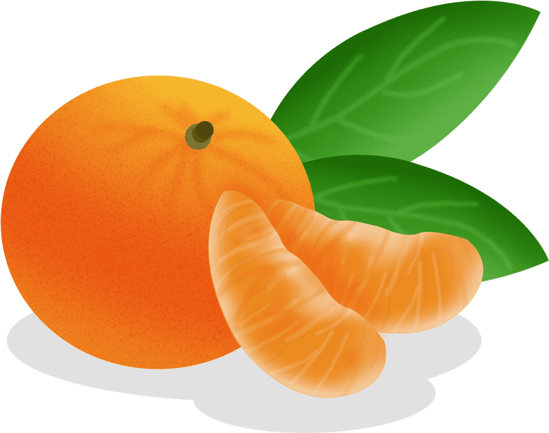 Tangerine Bliss Citrus Delight with Leaves PNG