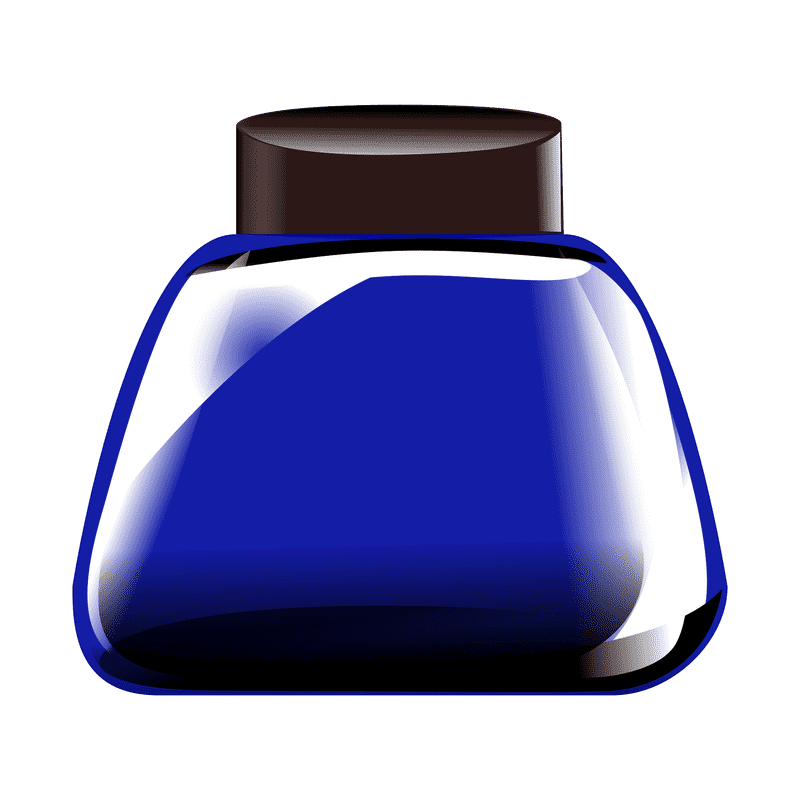 Elegant Blue Ink Bottle Design PNG