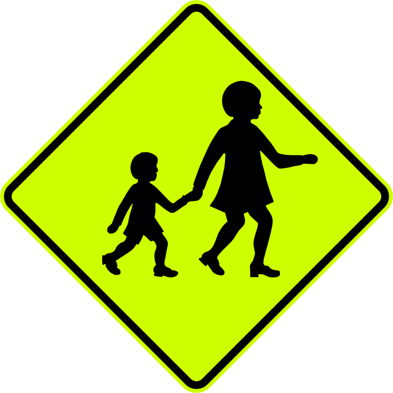 Child Safety Crossing Zone Ahead PNG